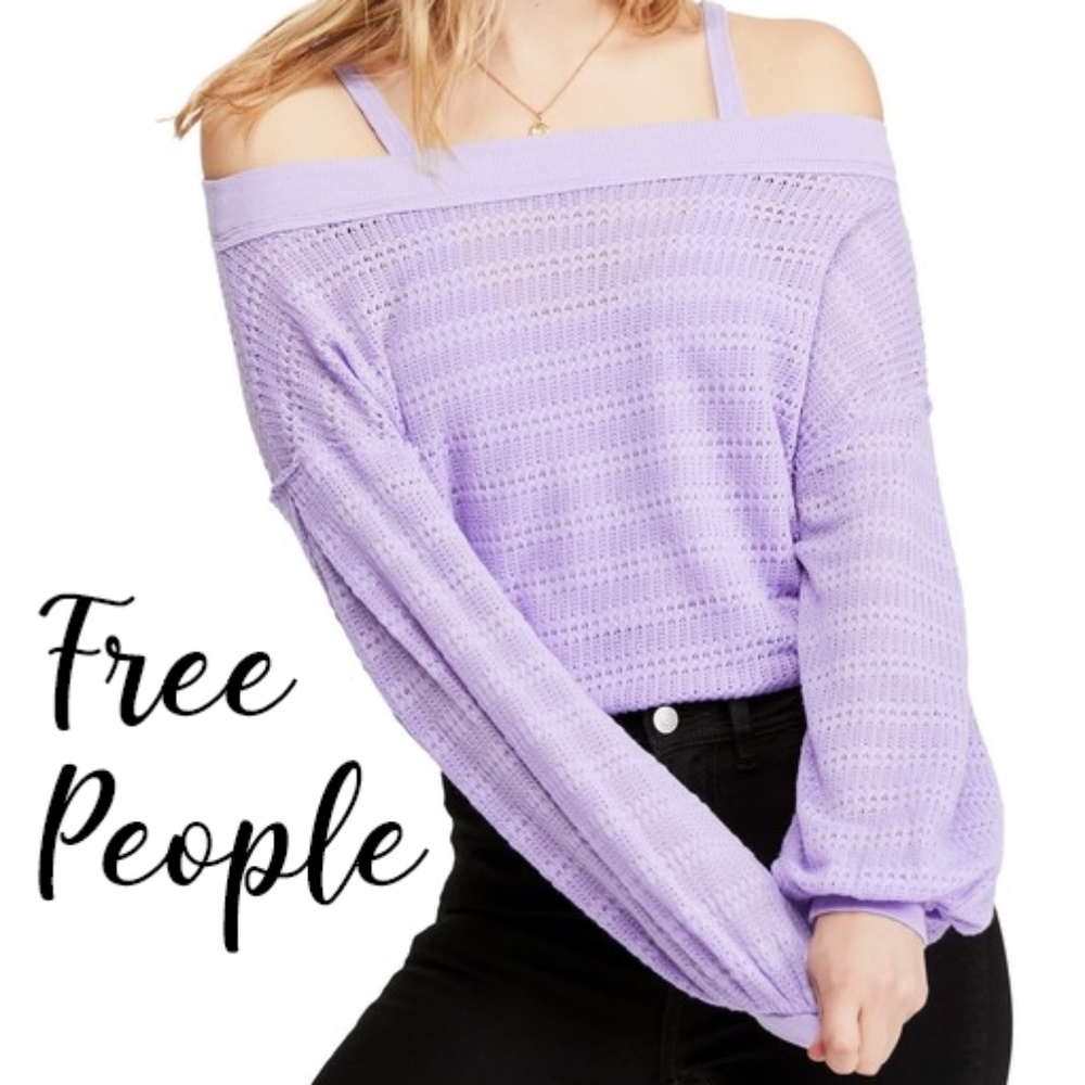 NWT FREE PEOPLE Cold Shoulder Hacci Knit Top
